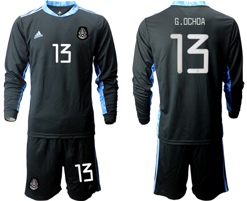 Men 2020-2021 Season National team Mexico goalkeeper Long sleeve black #13 Soccer Jersey